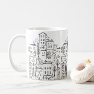 Taza De Café Arte de Doodle Urbano de Ciudad Cuta