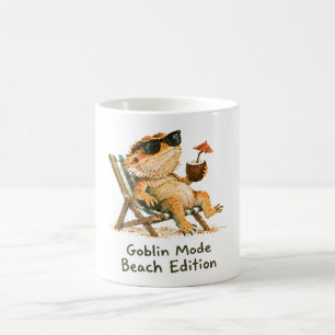 Taza De Café Arte de dragón barbudo edición playa modo duende