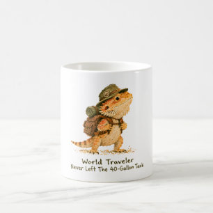 Taza De Café Arte de dragón barbudo viajero del mundo