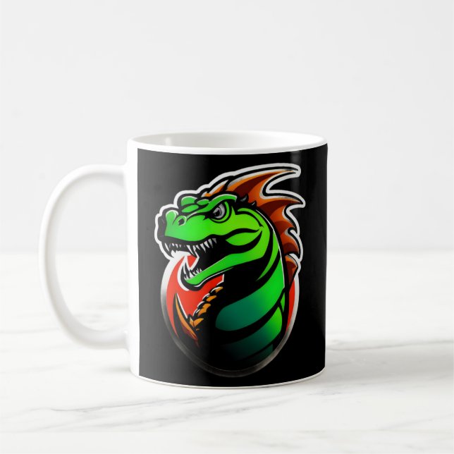 Taza De Café Arte de Dragón Verde Fierce (Izquierda)