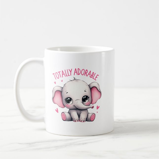 Taza De Café Arte de elefante totalmente adorable y lindo (Izquierda)