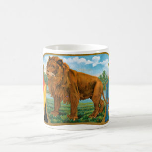 Taza De Café Arte de etiqueta de cigarro vintage, león africano