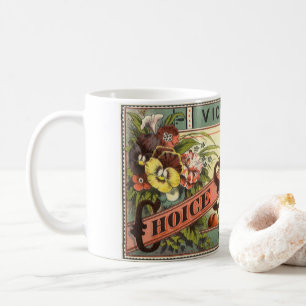 Taza De Café Arte de etiqueta de paquete de semillas antiguas,