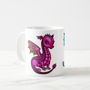 Taza De Café Arte de fantasía de dragones púrpuras y verdes