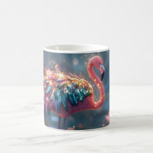Taza De Café Arte de fantasía de flamenco mágico con plumas col