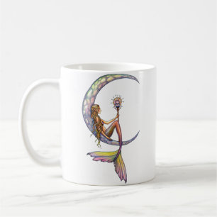 Taza De Café Arte de fantasía de la sirena lunar