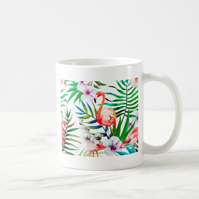 Taza De Café Arte de flamingo tropical (Derecha)