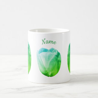 Taza De Café Arte de Flor Abstracta de Tulipán Blanco Personali