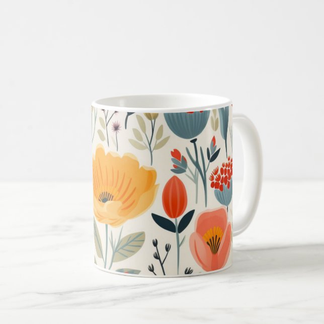 Taza De Café Arte de flores coloridas (Anverso derecho)