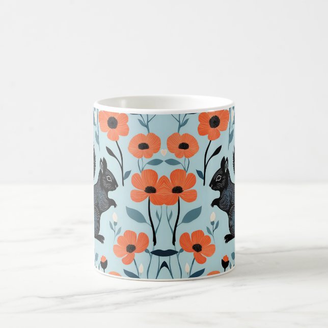 Taza De Café Arte de flores de primavera de ardilla (Centro)