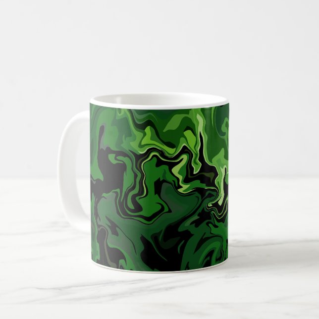 Taza De Café Arte de flujo verde abstracto (Anverso izquierdo)