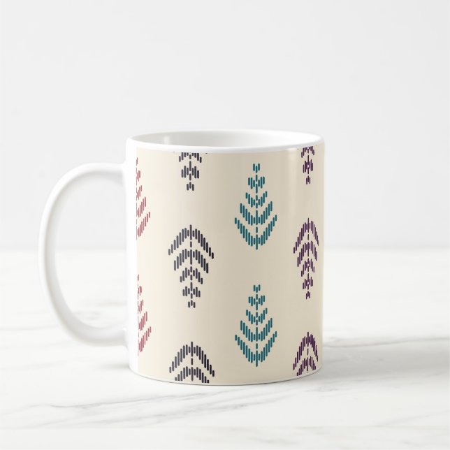 Taza De Café Arte de fondo de la hoja étnica. Patrón sin foco e (Izquierda)