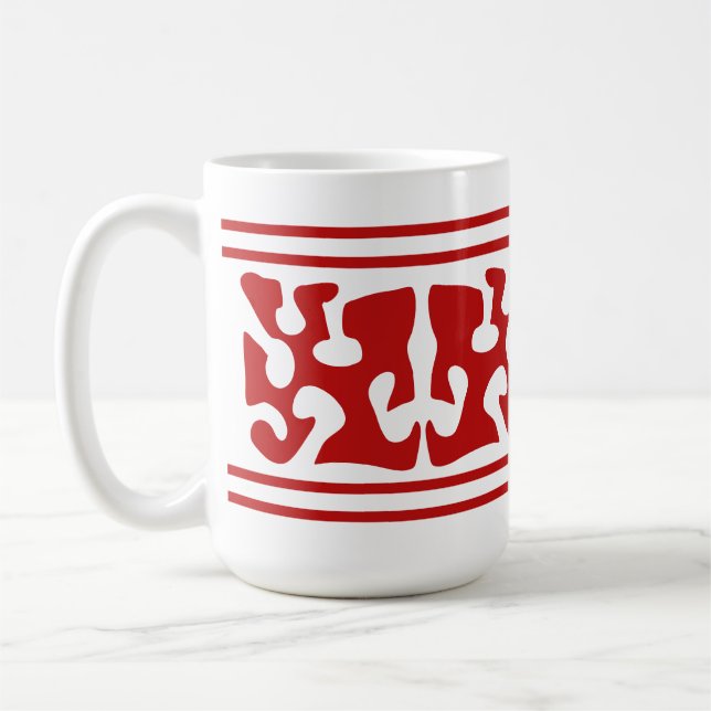 Taza De Café Arte de forma rojo abstracto moderno (Izquierda)