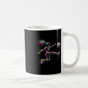 Taza De Café Arte de fútbol de niña neon colorido Diseño de sal