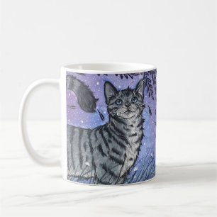 Taza De Café Arte de gato en el arte de la acuarela en el jardí
