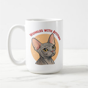 Taza De Café Arte de gato Sphynx con arrugas y actitud