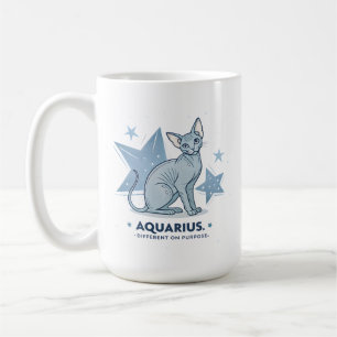 Taza De Café Arte de Gato Sphynx Zodiaco Acuario con Propósito 