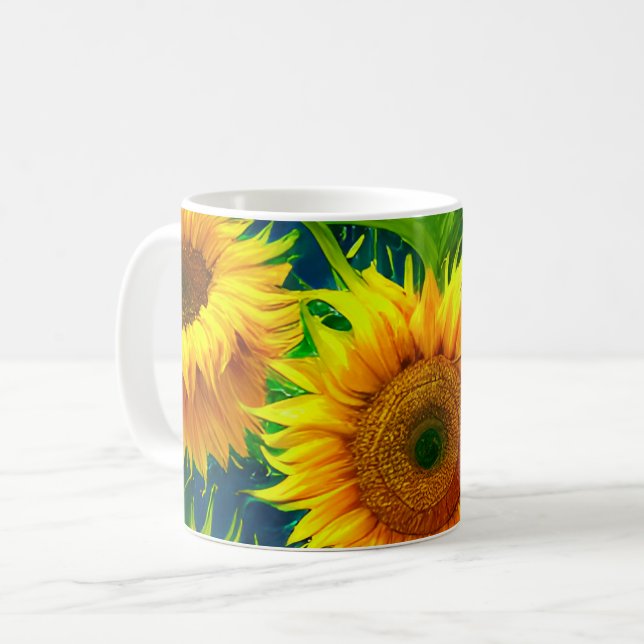 Taza De Café Arte de girasol (Anverso izquierdo)