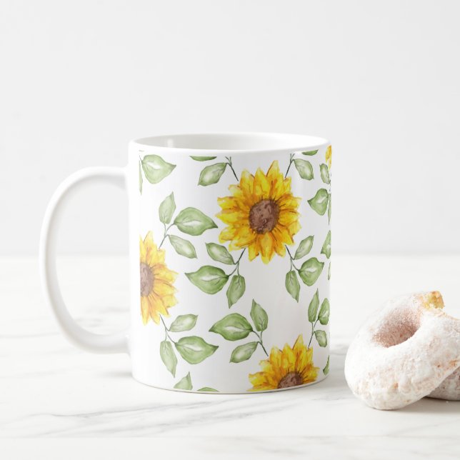 Taza De Café Arte de girasol acuático (Con donut)