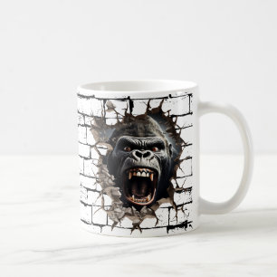 Taza De Café Arte de gorila en pared 3D – Safari realista