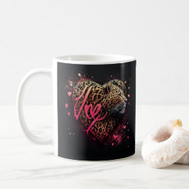 Taza De Café Arte de grafiti de amor de corazón de leopardo    
