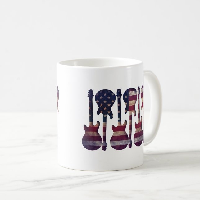 Taza De Café Arte de Guitarra de la Bandera Americana (Anverso derecho)