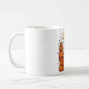 Taza De Café Arte de Halloween Castillo de Calabaza Embrujado e