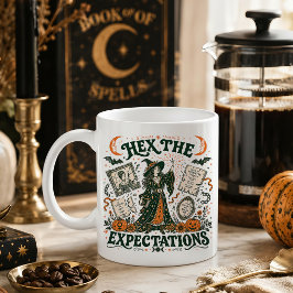 Taza De Café Arte de Halloween feminista brujo maldiga las expe