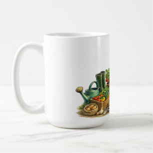 Taza De Café Arte de hermosa jardinera cosechando verduras