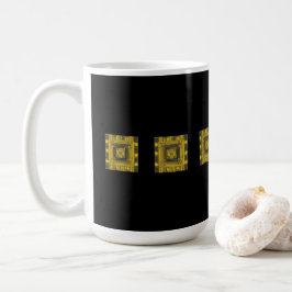 Taza De Café arte de IA de Cuadrado Dorado