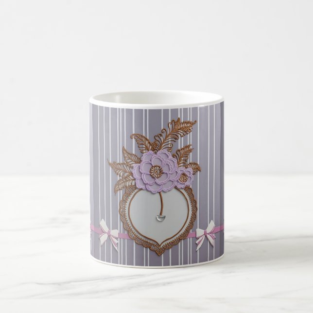 Taza De Café arte de IA de rayas grises (Centro)