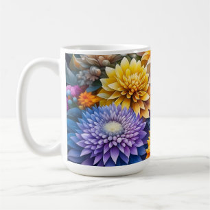 Taza De Café Arte de IA personalizado con flores coloridas