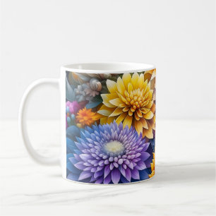 Taza De Café Arte de IA personalizado con flores coloridas