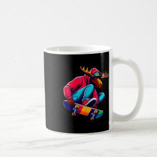 Taza De Café Arte de ilustración de alce funky skateboarding ge
