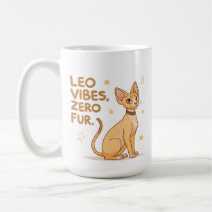 Taza De Café Arte de ilustración de gato Sphynx Leo Zodiac lind