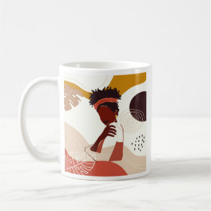 Taza De Café Arte de ilustración de mujer negra, impresión de r