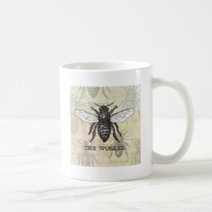 Taza De Café Arte de ilustración vintage de abeja trabajadora