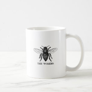 Taza De Café Arte de ilustración vintage de abeja trabajadora