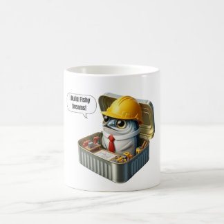 Taza De Café  Arte de Ingeniero de Sardina en Plano de Construc