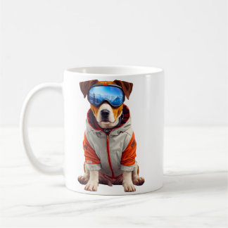 Taza De Café Arte de Jack Russell Terrier esquiando – Perro inv