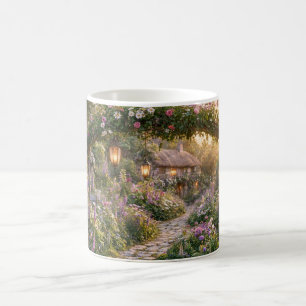 Taza De Café Arte de jardín de cottage de flor encantada