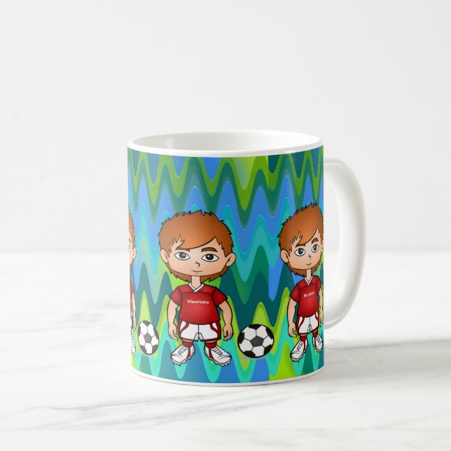 Taza De Café Arte de jugador de fútbol con paquete de acción (Anverso derecho)