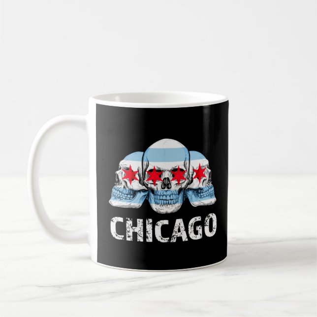 Taza De Café Arte de la bandera de Chicago para hombres con crá (Izquierda)