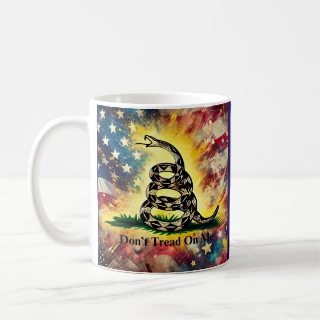 Taza De Café Arte de la bandera de Gadsden de estilo vintage (Izquierda)