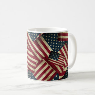 Taza De Café Arte de la bandera estadounidense angustiado