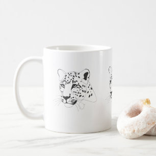 Taza De Café Arte de la línea Minimalista Leopard pintado a man