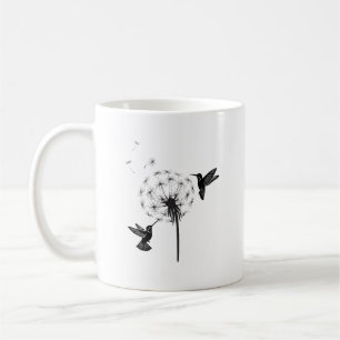 Taza De Café Arte de la naturaleza de colibrí y flor de diente 