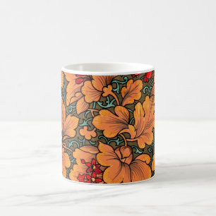 Taza De Café Arte de la naturaleza del patrón floral y hoja vic