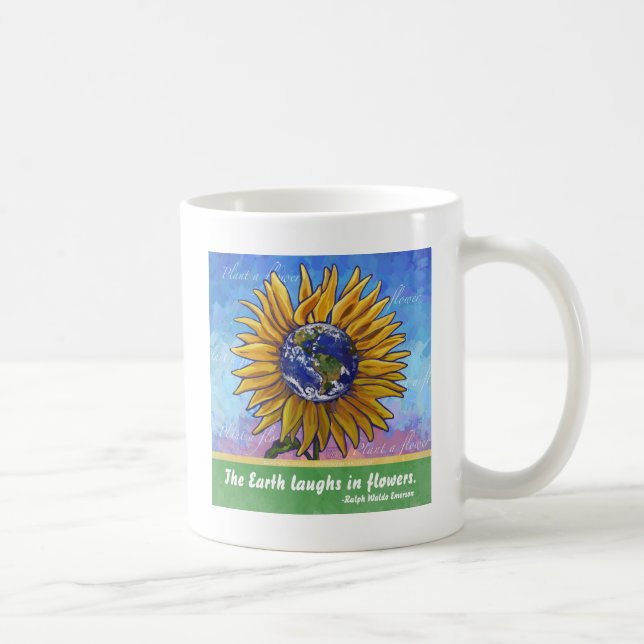 Taza De Café Arte de la Tierra del girasol (Derecha)