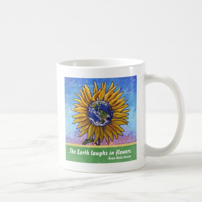 Taza De Café Arte de la Tierra del girasol (Derecha)
